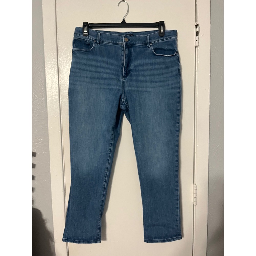 Ann Taylor Factory Womens Size 14‎ Medium Wash High Rise Straight Leg Blue Jeans